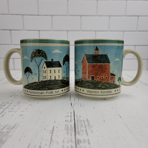 Otagiri Other - Otagiri Japan Warren Kimble Folk Art Coffee Cups